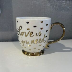 Love Is All You Need Gold and White Ceramic Heart Mug